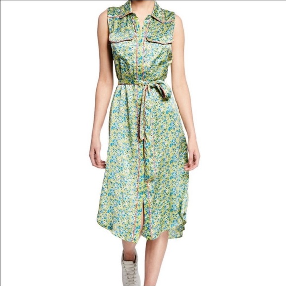cinq a sept Dresses & Skirts - Cinq a Sept Hazel Floral Satin Midi Shirtdress Size 6